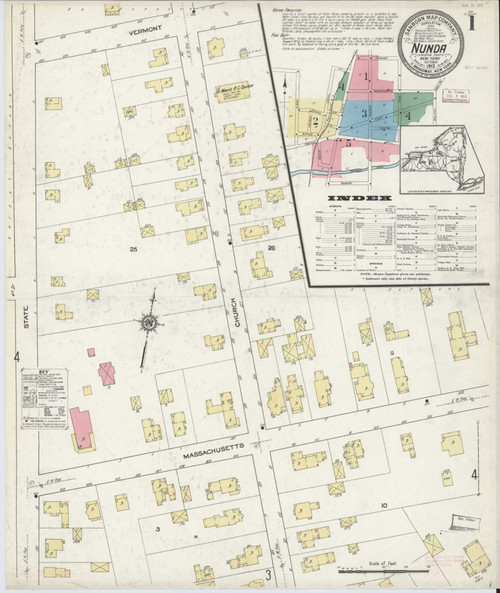 Nunda New York 1913 - Fire Insurance Index - Old Map Reprint