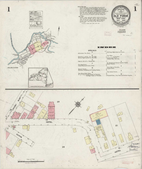 Old Forge New York 1925 - Fire Insurance Index - Old Map Reprint