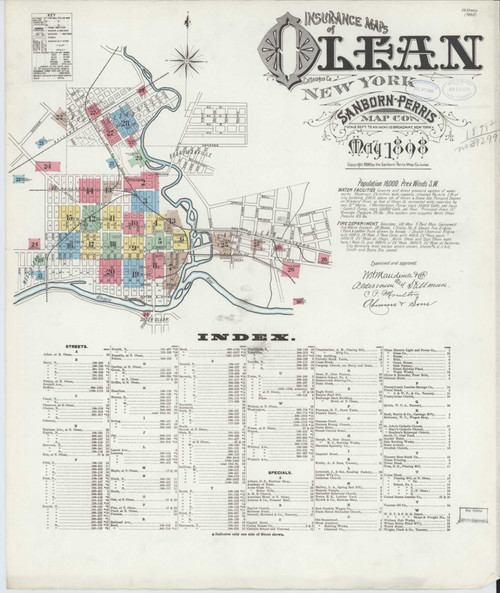 Olean New York 1898 - Fire Insurance Index - Old Map Reprint
