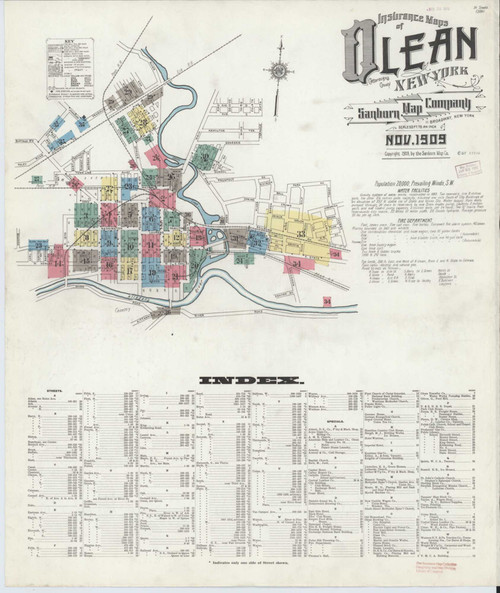 Olean New York 1909 - Fire Insurance Index - Old Map Reprint