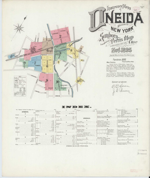 Oneida New York 1895 - Fire Insurance Index - Old Map Reprint