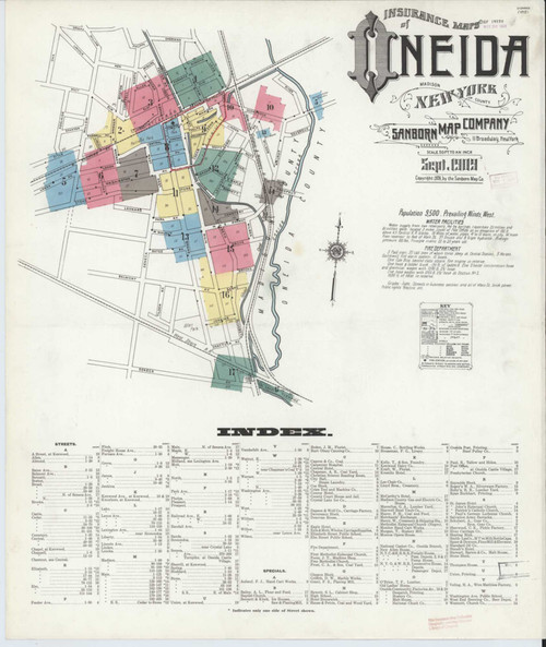Oneida New York 1909 - Fire Insurance Index - Old Map Reprint