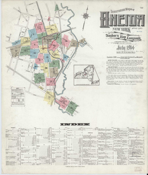 Oneida New York 1914 - Fire Insurance Index - Old Map Reprint