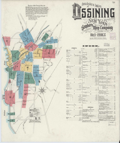 Ossining New York 1903 - Fire Insurance Index - Old Map Reprint