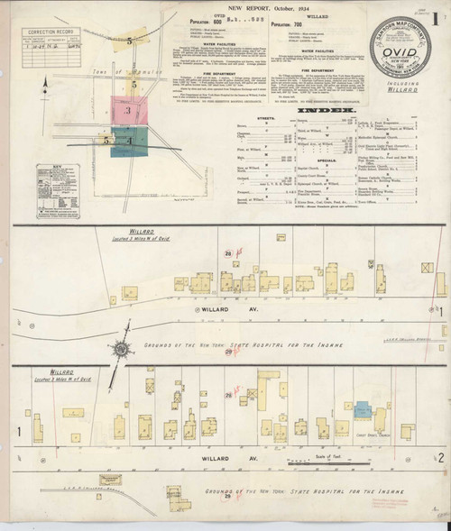Ovid New York 1934 - Fire Insurance Index - Old Map Reprint