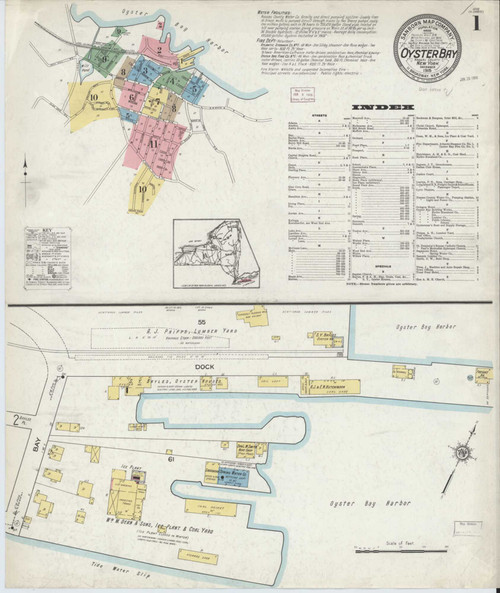 Oyster Bay New York 1915 - Fire Insurance Index - Old Map Reprint