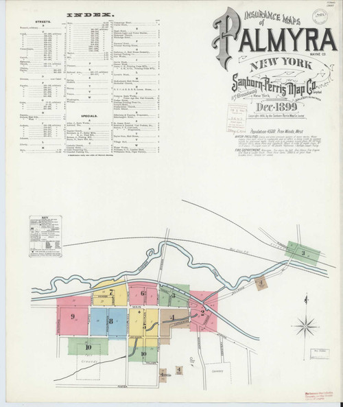 Palmyra New York 1899 - Fire Insurance Index - Old Map Reprint