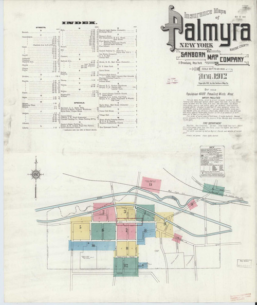 Palmyra New York 1912 - Fire Insurance Index - Old Map Reprint