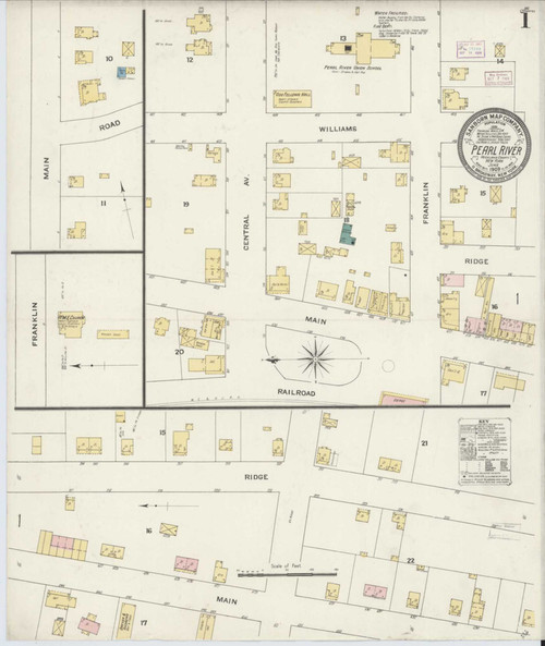 Pearl River New York 1909 - Fire Insurance Index - Old Map Reprint