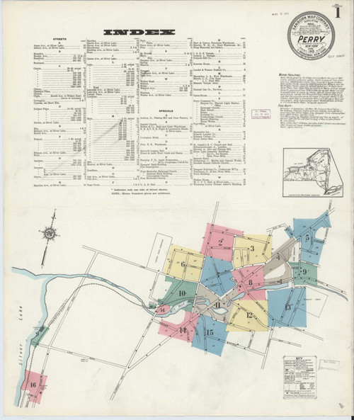 Perry New York 1913 - Fire Insurance Index - Old Map Reprint