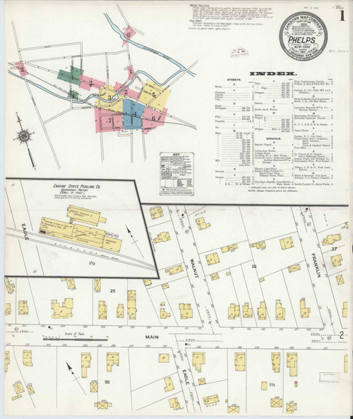 Phelps New York 1911 - Fire Insurance Index - Old Map Reprint