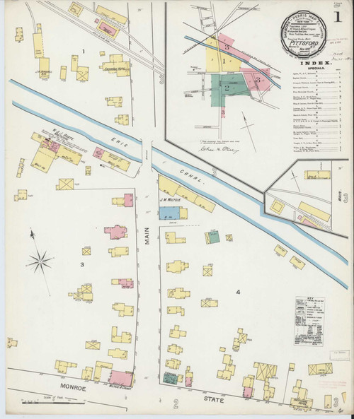 Pittsford New York 1892 - Fire Insurance Index - Old Map Reprint