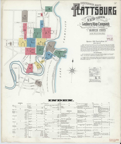 Plattsburg New York 1909 - Fire Insurance Index - Old Map Reprint