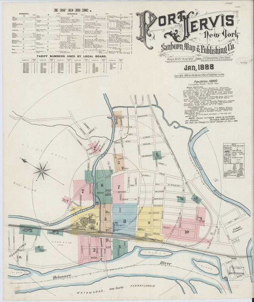 Port Jervis New York 1888 - Fire Insurance Index - Old Map Reprint
