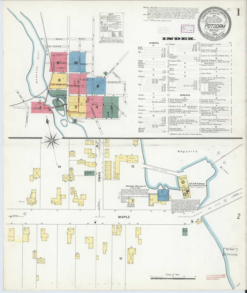 Potsdam New York 1909 - Fire Insurance Index - Old Map Reprint