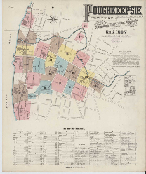Poughkeepsie New York 1887 - Fire Insurance Index - Old Map Reprint