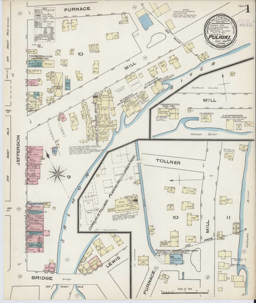 Pulaski New York 1885 - Fire Insurance Index - Old Map Reprint