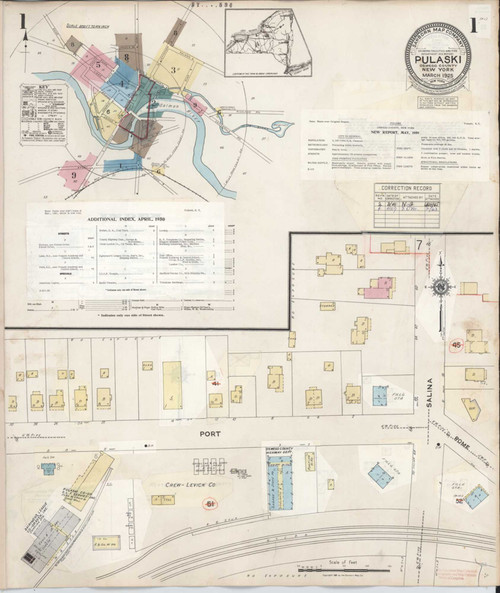 Pulaski New York 1959 - Fire Insurance Index - Old Map Reprint