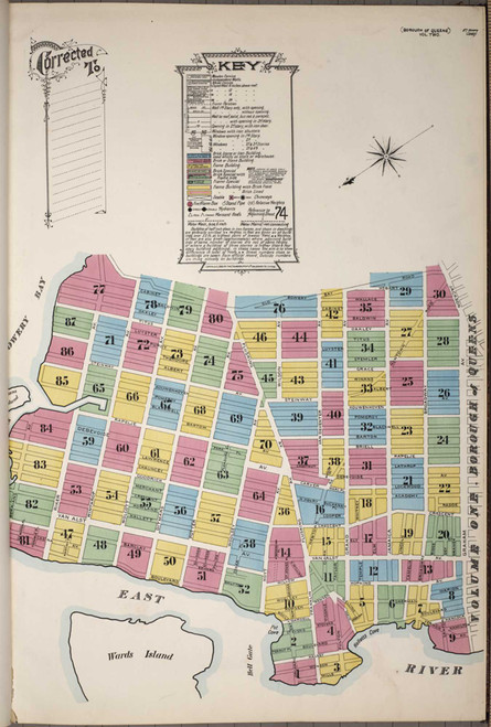 Queens New York 1898 V2 - Fire Insurance Index - Old Map Reprint