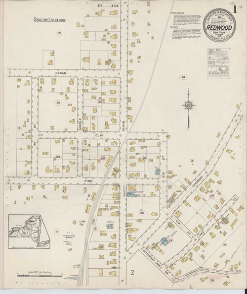 Redwood New York 1915 - Fire Insurance Index - Old Map Reprint