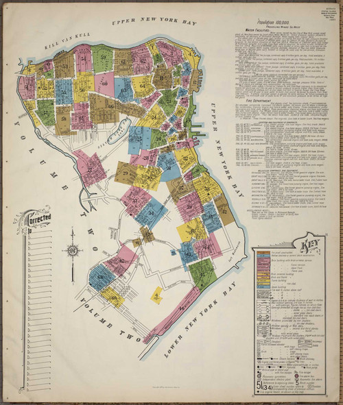 Staten Island (Borough Of Richmond) New York 1917 V1 - Fire Insurance Index - Old Map Reprint