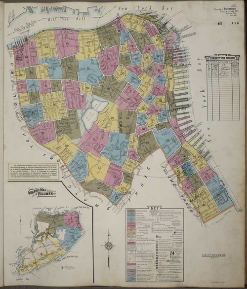 Staten Island (Borough Of Richmond) New York 1951 V1 - Fire Insurance Index - Old Map Reprint