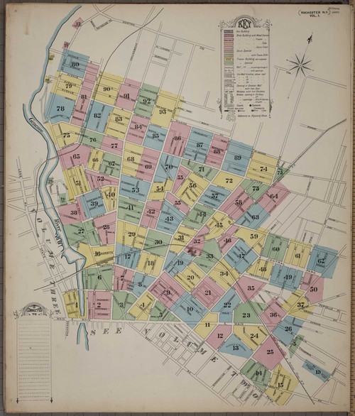 Rochester New York 1892 V1 - Fire Insurance Index - Old Map Reprint