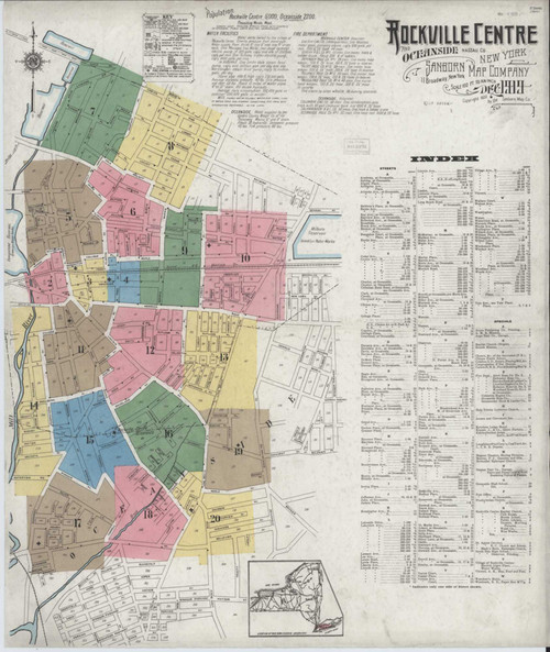 Rockville Centre New York 1919 - Fire Insurance Index - Old Map Reprint