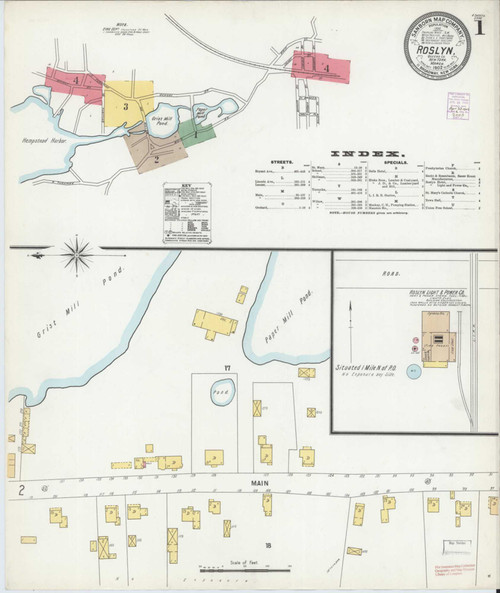 Roslyn New York 1902 - Fire Insurance Index - Old Map Reprint