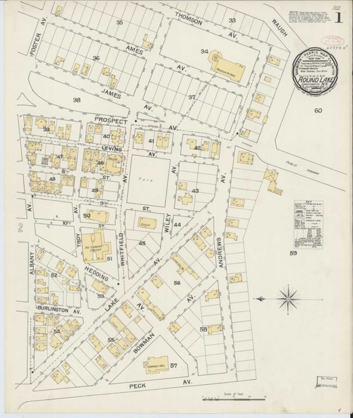 Round Lake New York 1892 - Fire Insurance Index - Old Map Reprint