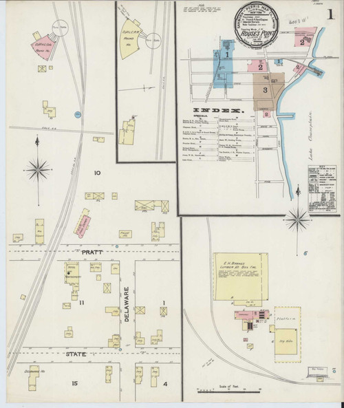Rouses Point New York 1891 - Fire Insurance Index - Old Map Reprint