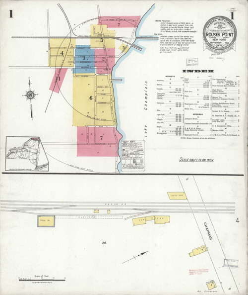 Rouses Point New York 1923 - Fire Insurance Index - Old Map Reprint