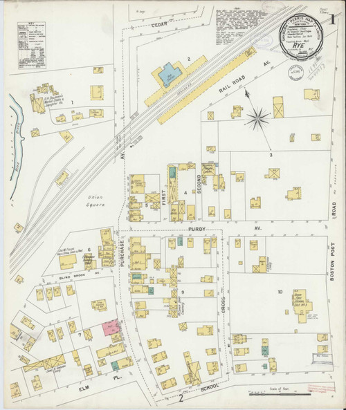 Rye New York 1898 - Fire Insurance Index - Old Map Reprint