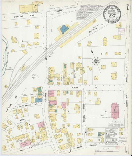 Rye New York 1907 - Fire Insurance Index - Old Map Reprint