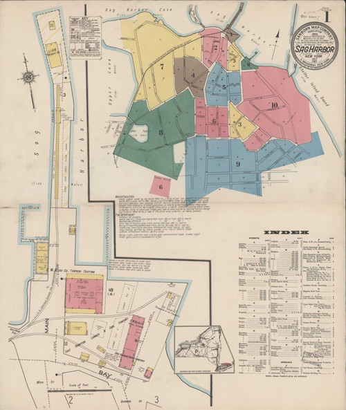 Sag Harbor New York 1921 - Fire Insurance Index - Old Map Reprint