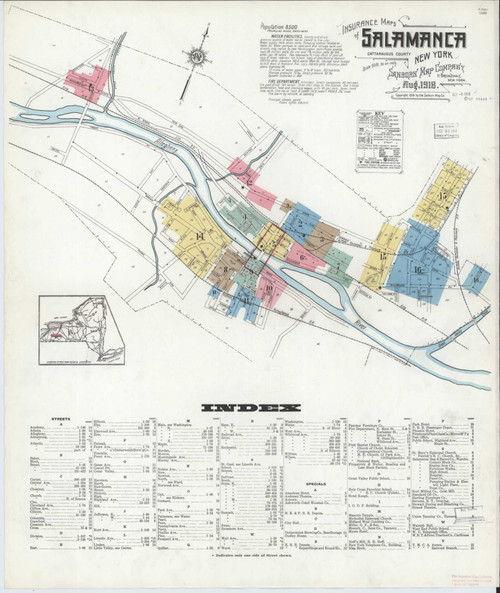 Salamanca New York 1918 - Fire Insurance Index - Old Map Reprint