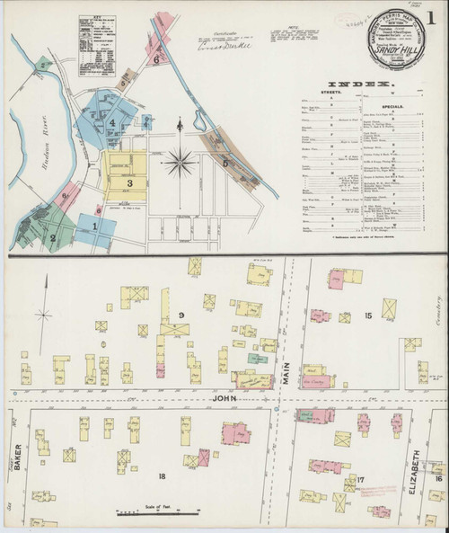 Sandy Hill New York 1890 - Fire Insurance Index - Old Map Reprint