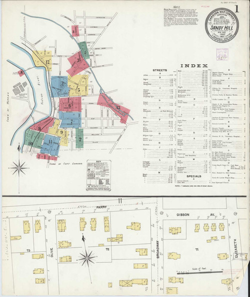 Sandy Hill New York 1907 - Fire Insurance Index - Old Map Reprint