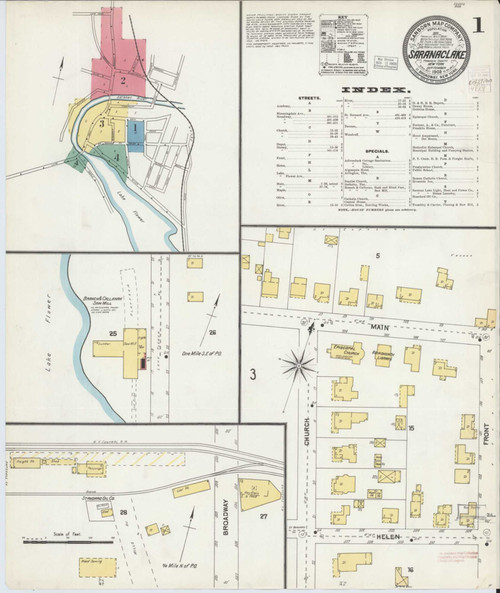 Saranac Lake New York 1903 - Fire Insurance Index - Old Map Reprint