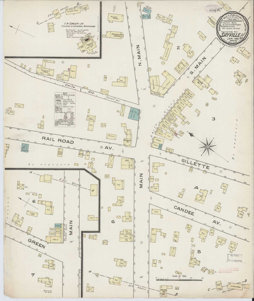 Sayville New York 1886 - Fire Insurance Index - Old Map Reprint