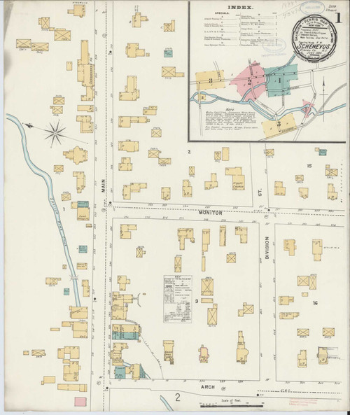 Schenevus New York 1898 - Fire Insurance Index - Old Map Reprint