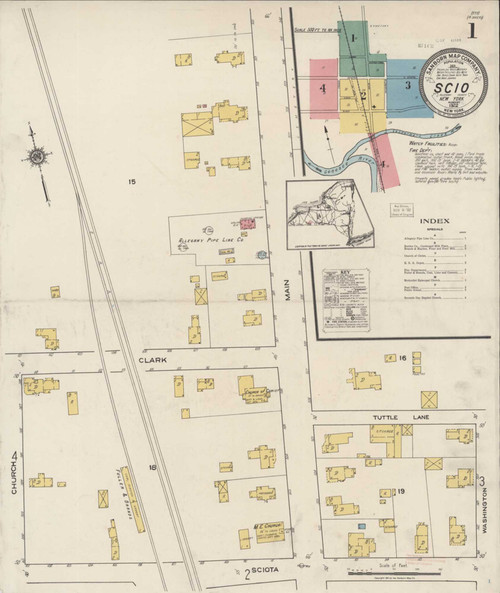 Scio New York 1922 - Fire Insurance Index - Old Map Reprint