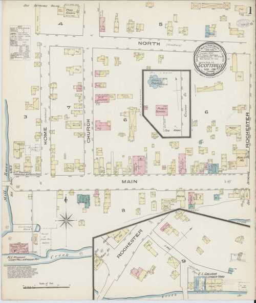 Scottsville New York 1885 - Fire Insurance Index - Old Map Reprint