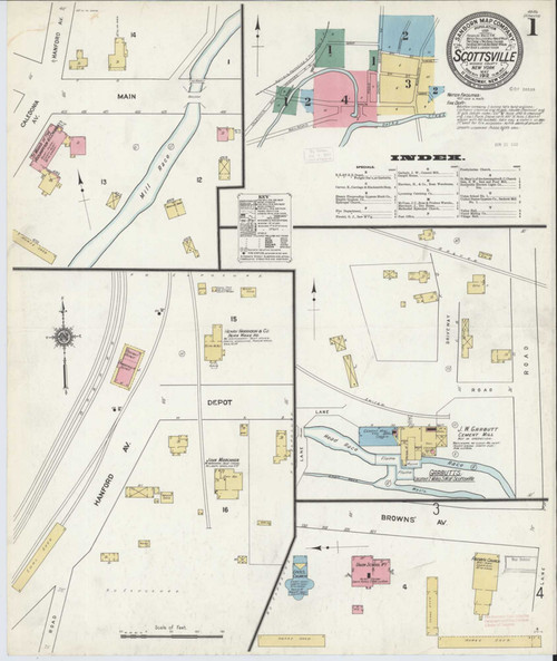 Scottsville New York 1912 - Fire Insurance Index - Old Map Reprint