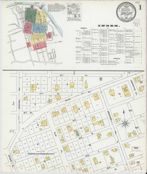 Sea Cliff New York 1902 - Fire Insurance Index - Old Map Reprint