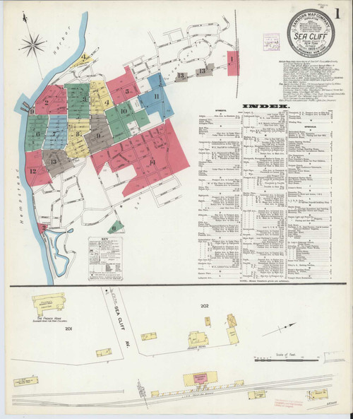 Sea Cliff New York 1908 - Fire Insurance Index - Old Map Reprint