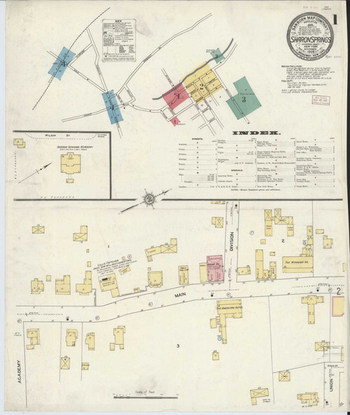 Sharon Springs New York 1909 - Fire Insurance Index - Old Map Reprint