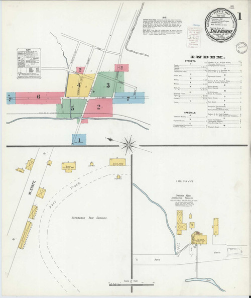 Sherburne New York 1900 - Fire Insurance Index - Old Map Reprint