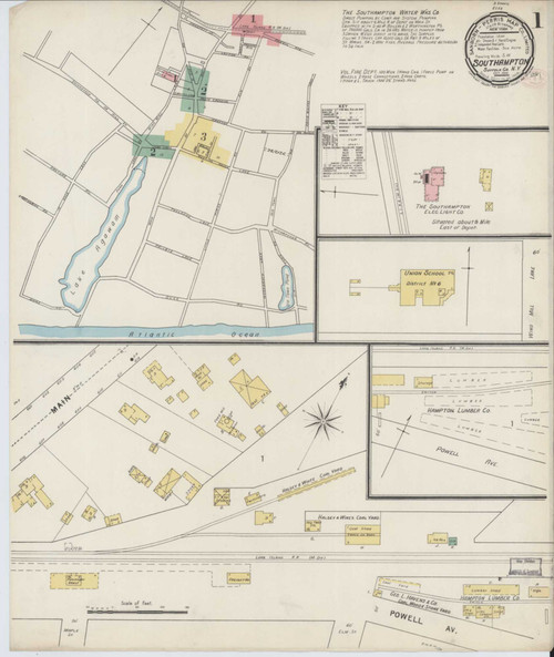 Southampton New York 1895 - Fire Insurance Index - Old Map Reprint