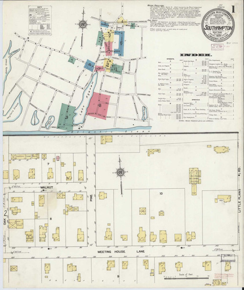 Southampton New York 1909 - Fire Insurance Index - Old Map Reprint
